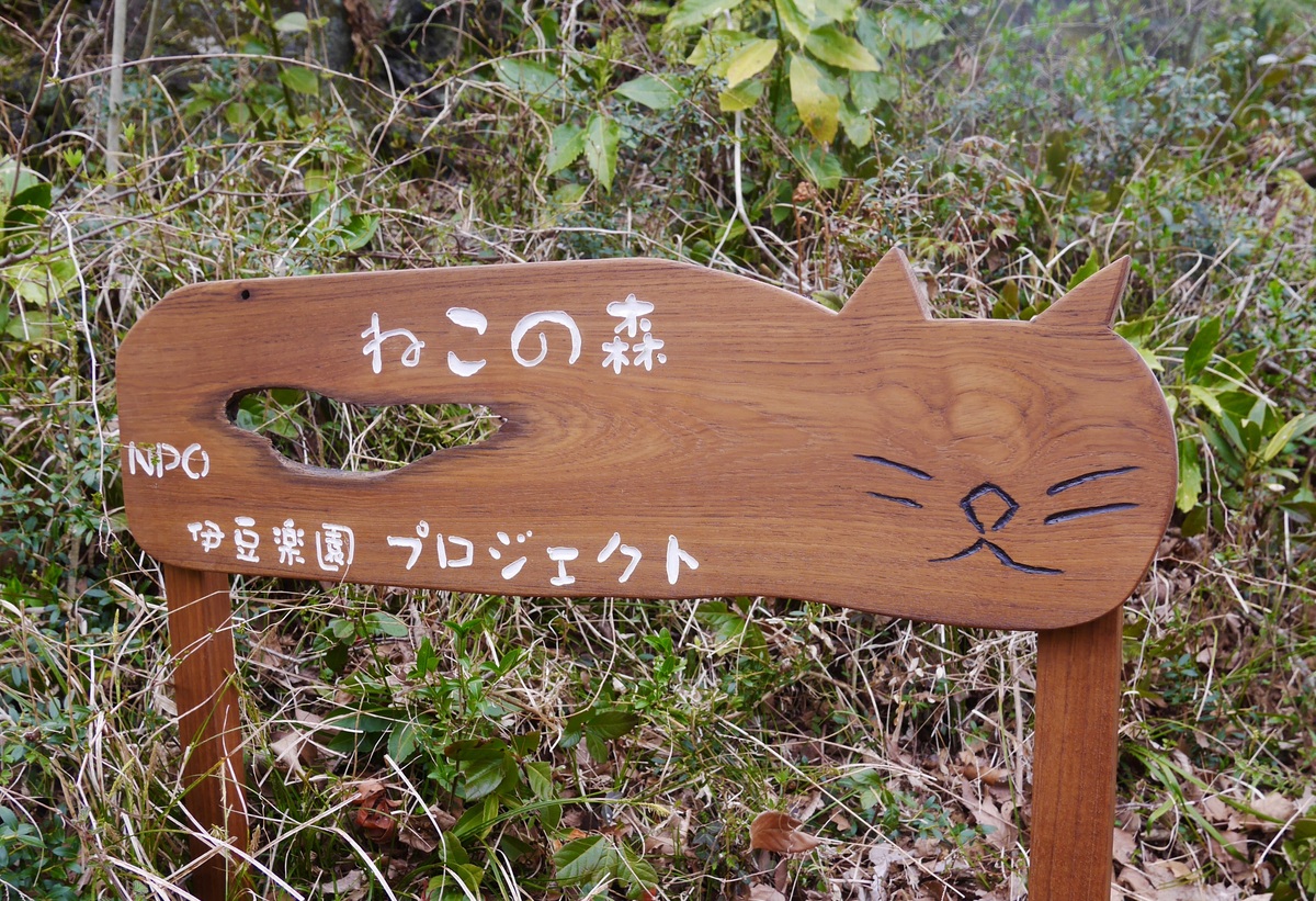 チークの無垢材で製作した猫型の看板 - かなもく